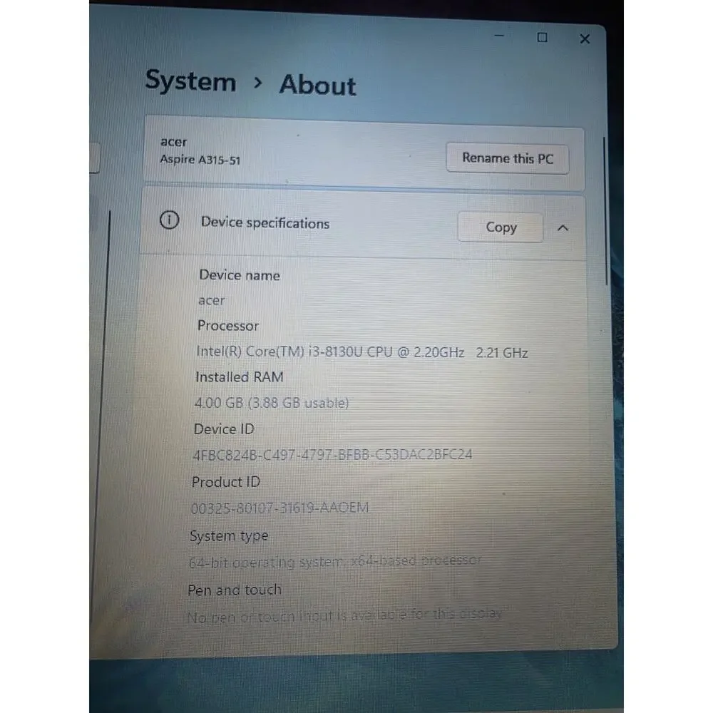 Acer aspire a315